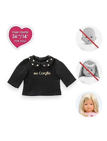 T-Shirt Noir et Or Manches Longues pour poupée ma Corolle
