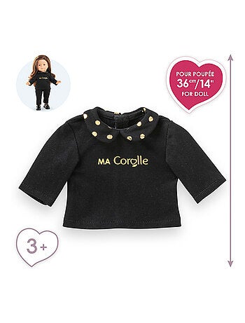 T-Shirt Noir et Or Manches Longues pour poupée ma Corolle