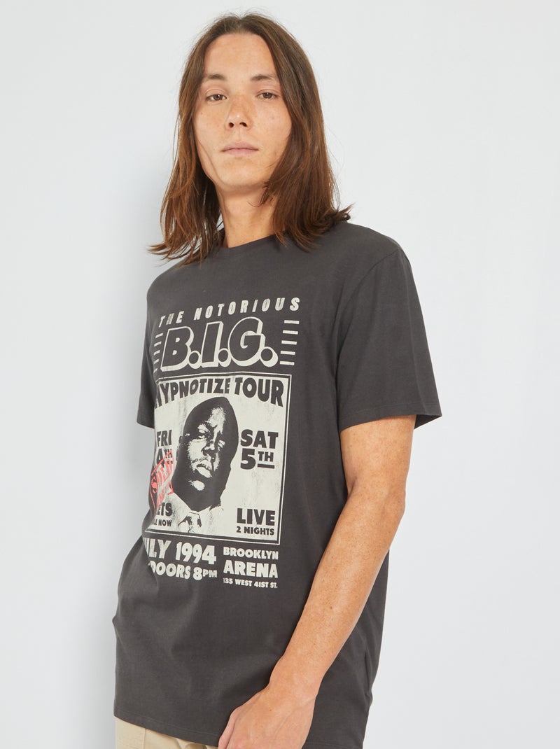 T-shirt 'Notorious B.I.G' en jersey gris foncé - Kiabi