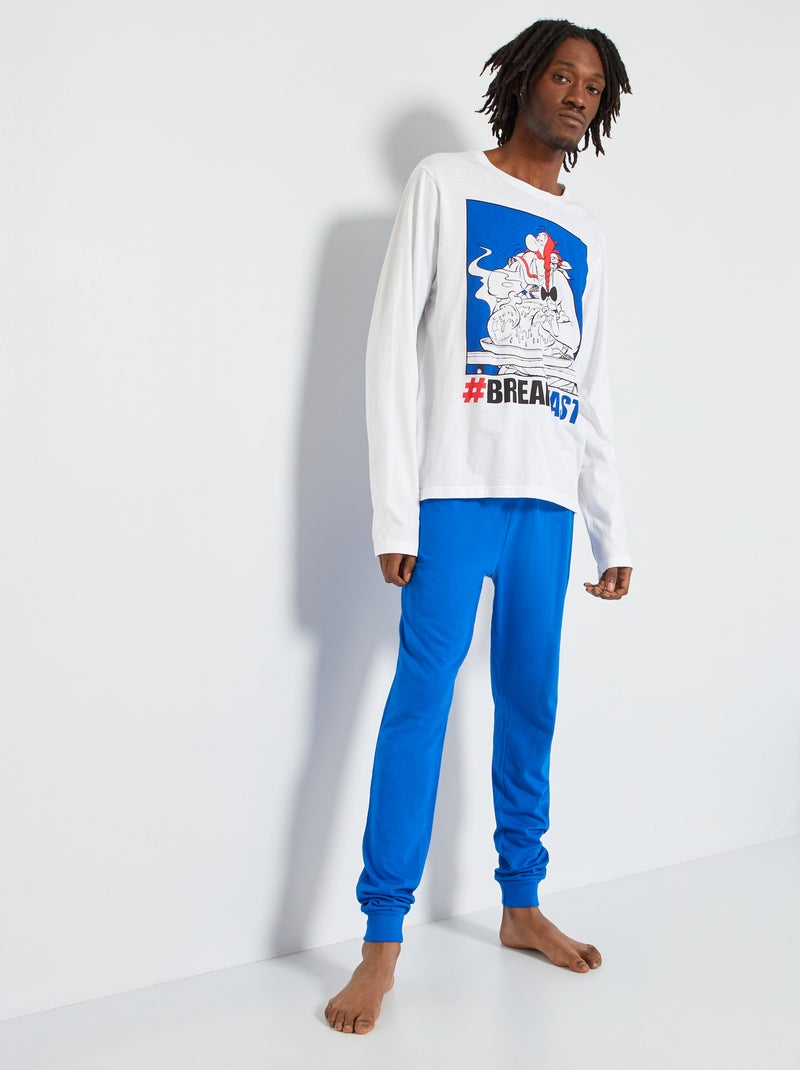 T-shirt 'Obélix' en jersey blanc/bleu - Kiabi