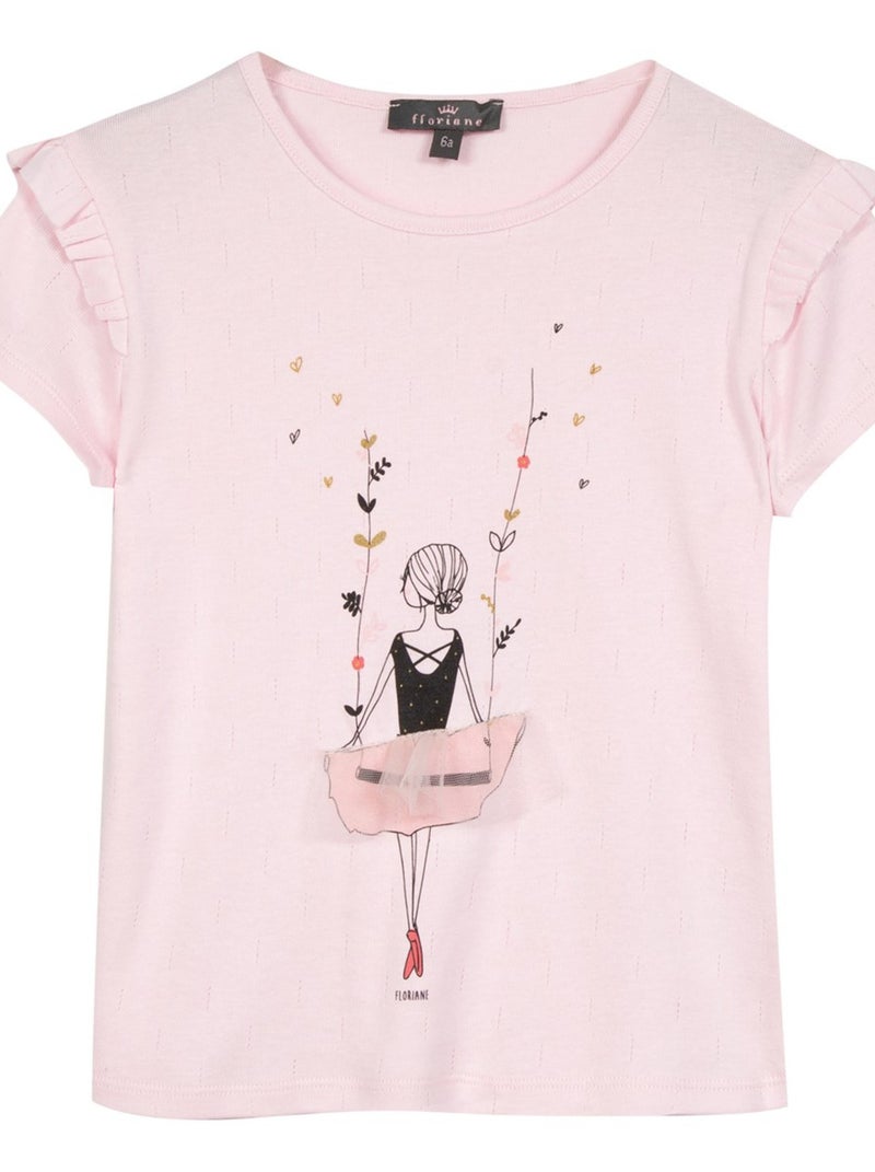 T-shirt Oeko-tex Manches Courtes Danseuse Classique 'floriane' Rose pâle - Kiabi