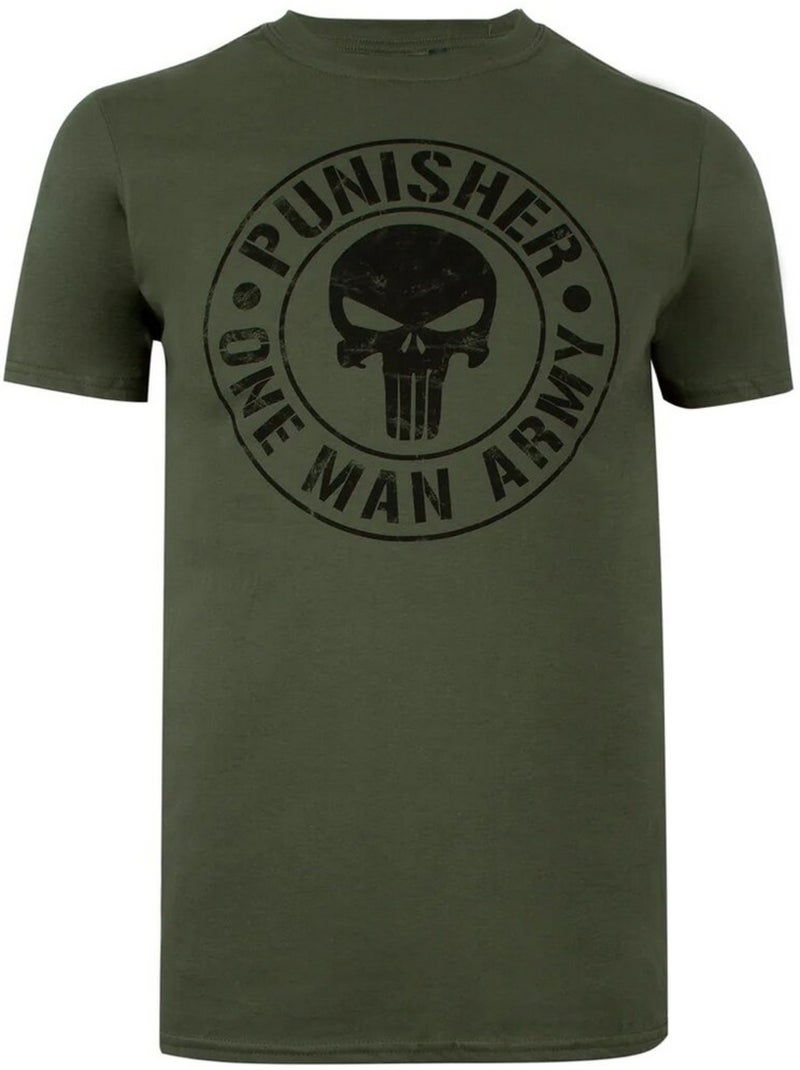 T-shirt one man army - le punisseur Vert kaki - Kiabi