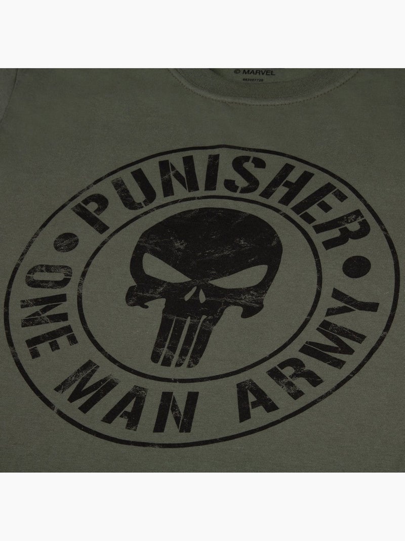 T-shirt one man army - le punisseur Vert kaki - Kiabi