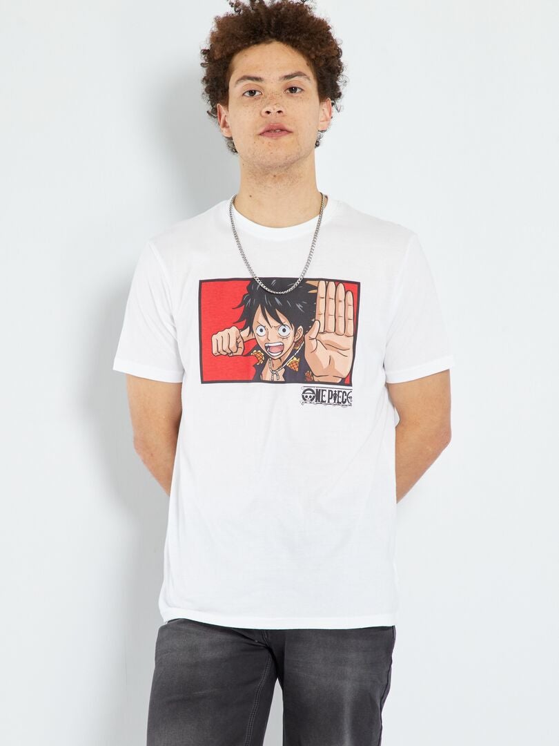 T-shirt 'One Piece' à col rond blanc - Kiabi