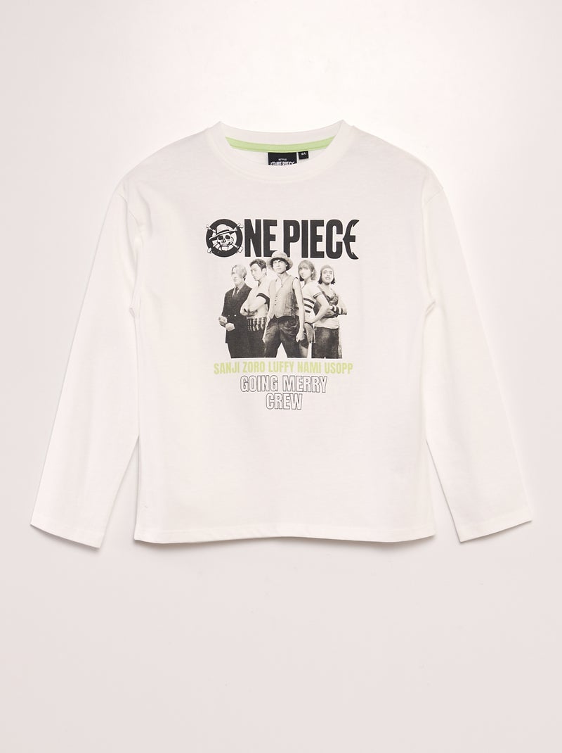 T-shirt 'One Piece' à col rond blanc - Kiabi