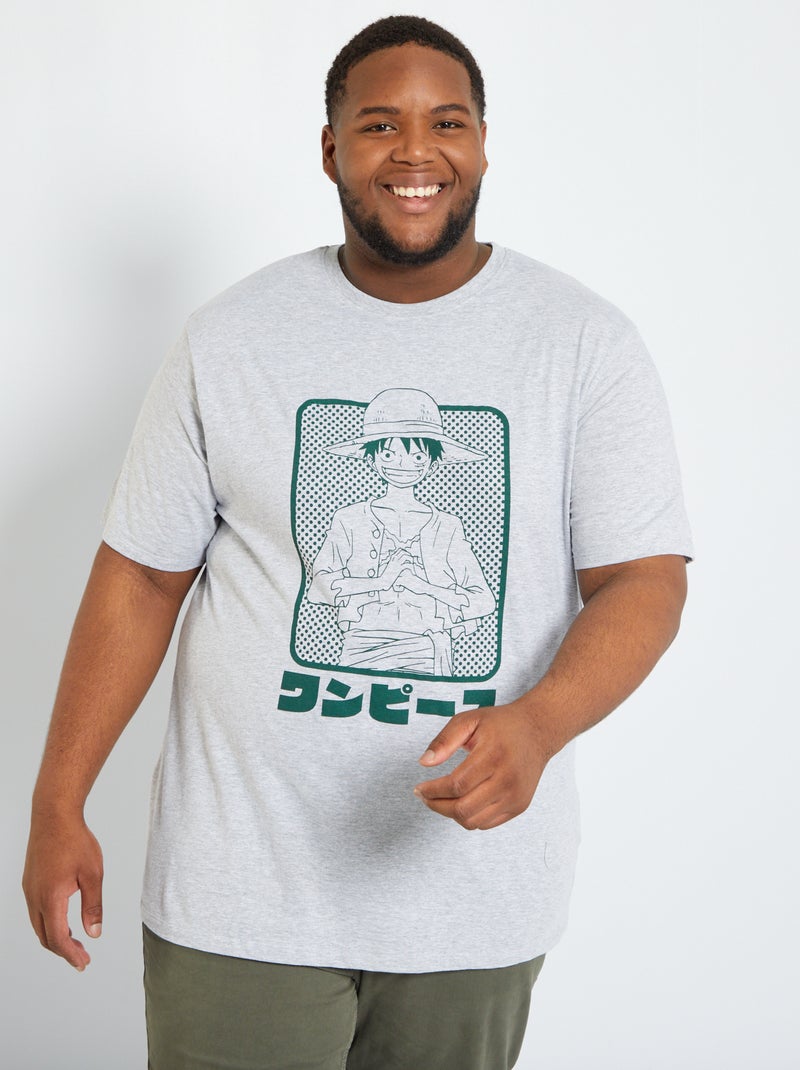 T-shirt 'One Piece' à col rond Gris - Kiabi