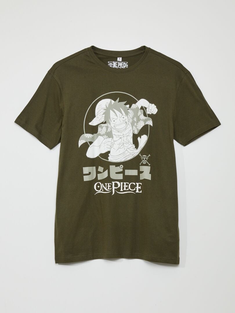 T-shirt 'One Piece' à col rond Kaki - Kiabi