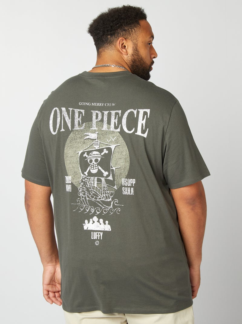 T-shirt 'One Piece' à col rond Kaki - Kiabi