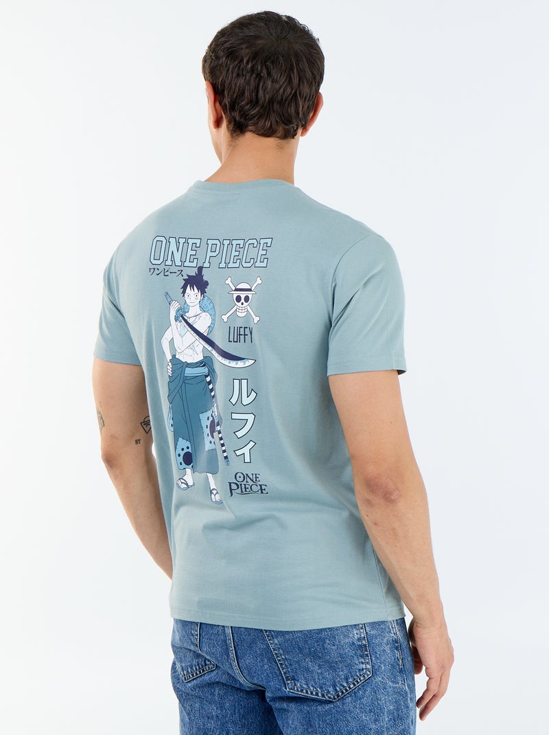 T-shirt 'One Piece' à manches courtes imprimé recto/verso Bleu - Kiabi
