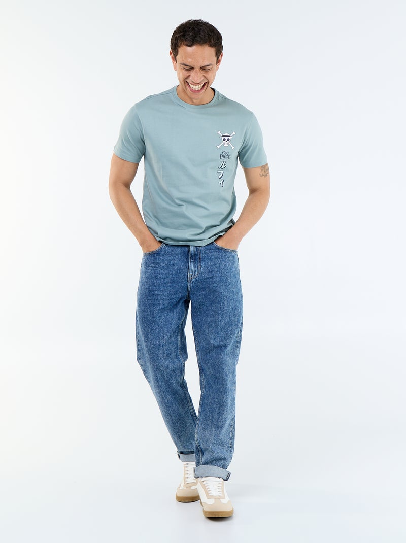 T-shirt 'One Piece' à manches courtes imprimé recto/verso Bleu - Kiabi