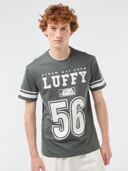 T-shirt 'One piece' en coton uni avec rayures manches - Kiabi