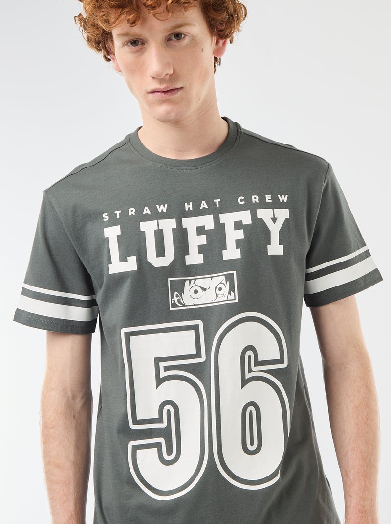 T-shirt 'One piece' en coton uni avec rayures manches Kaki - Kiabi