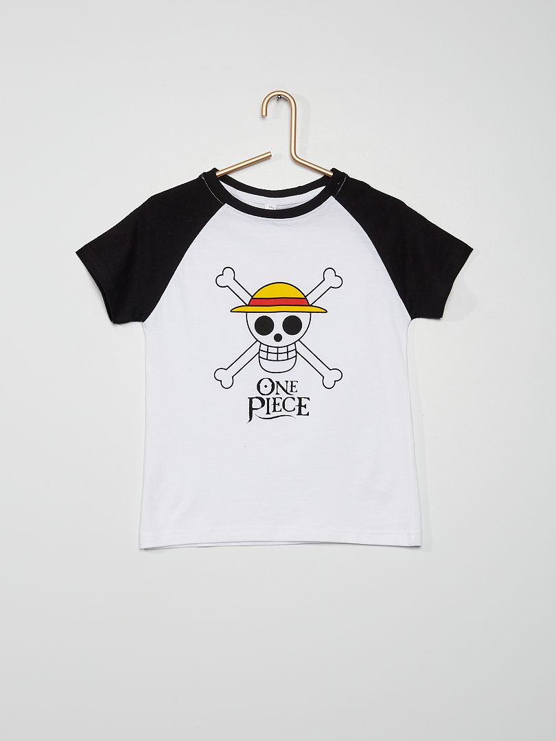 T-shirt 'One Piece' en jersey blanc/noir - Kiabi