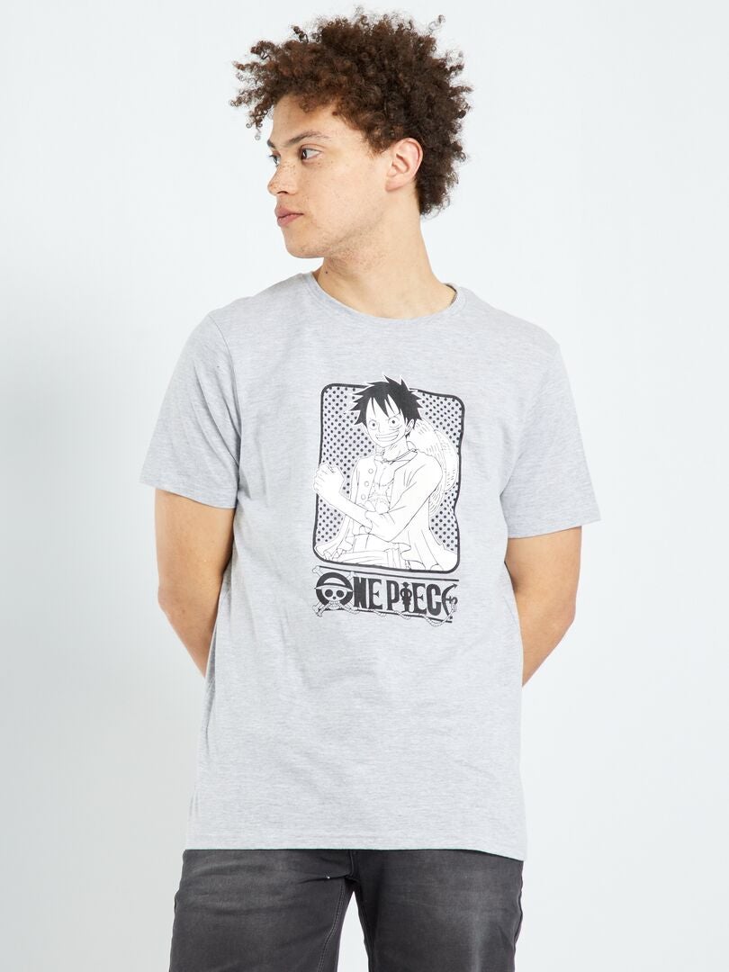 T-shirt 'One Piece' en jersey gris chiné - Kiabi