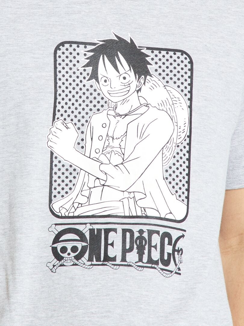 T-shirt 'One Piece' en jersey gris chiné - Kiabi