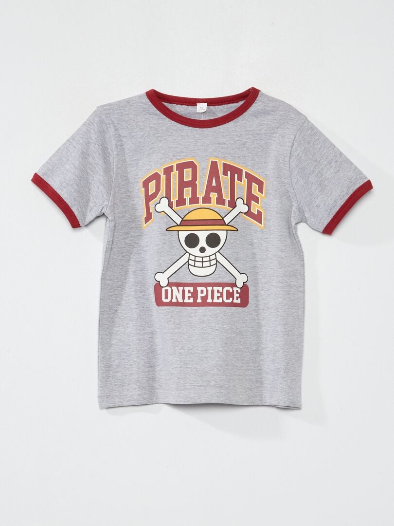 T-shirt 'One Piece' en maille jersey gris chiné - Kiabi