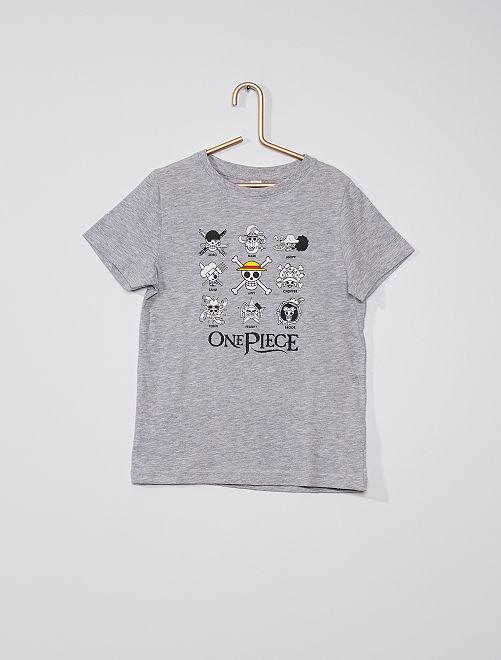 T-shirt 'One Piece'                             gris chiné 
