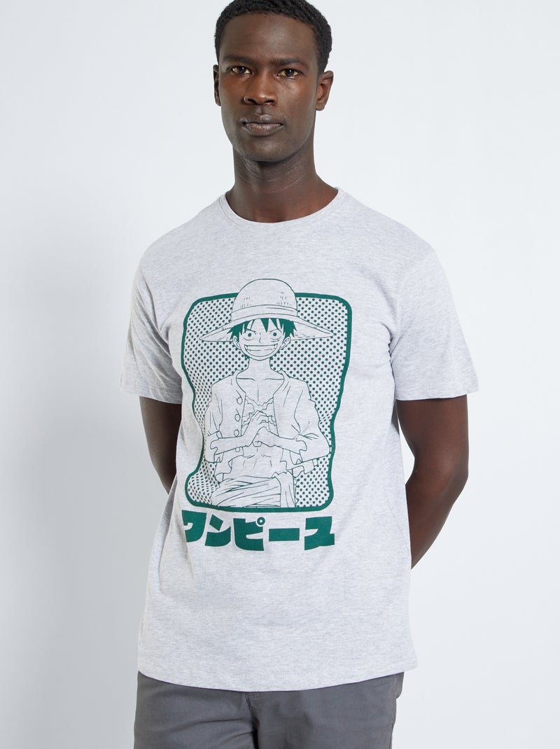 T-shirt 'One Piece' Gris/vert - Kiabi