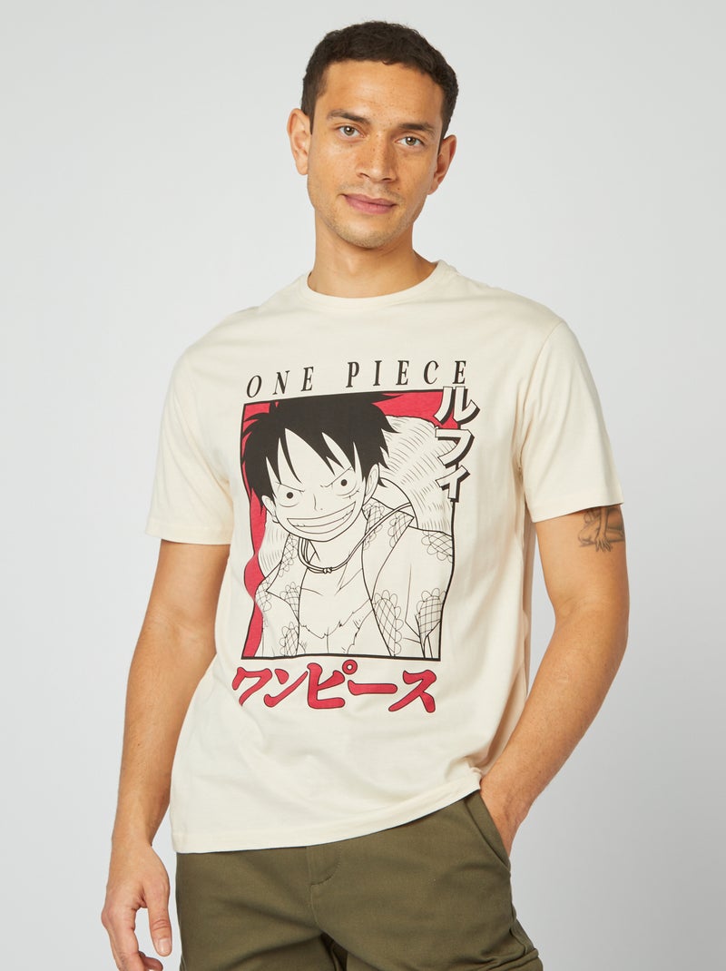 T-shirt 'One Piece' manches courtes beige - Kiabi