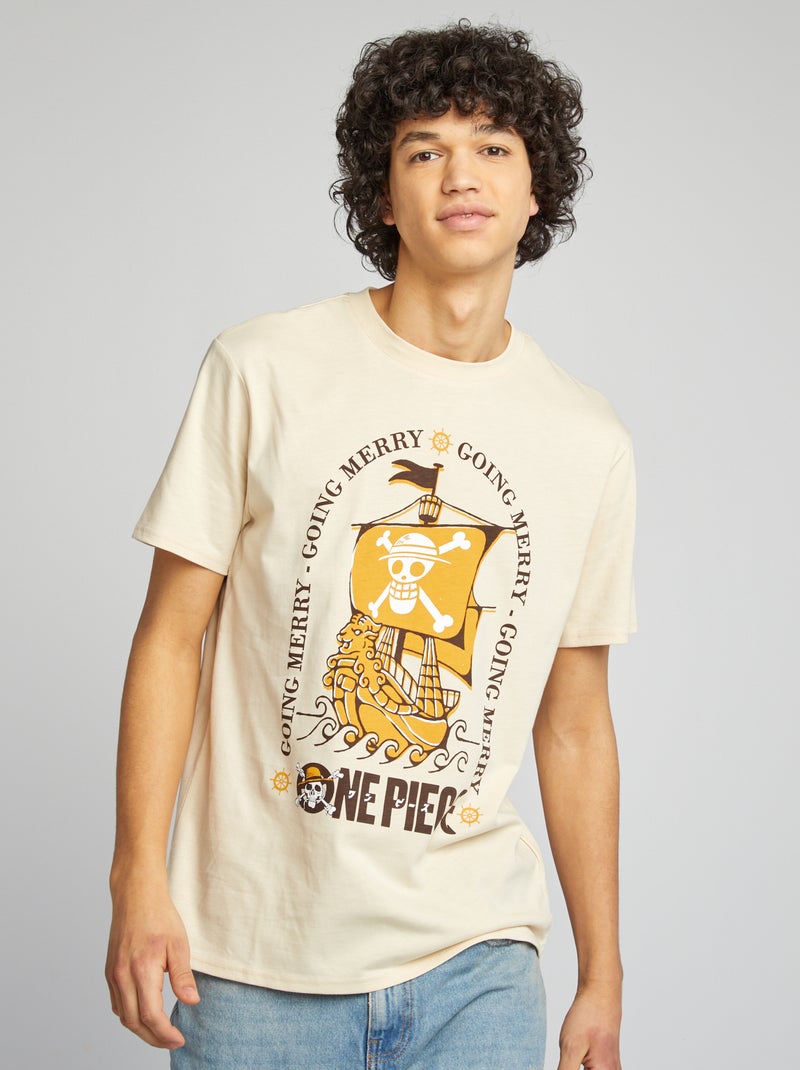 T-shirt 'One Piece' manches courtes beige - Kiabi