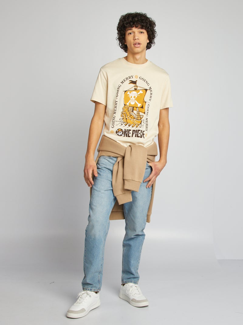 T-shirt 'One Piece' manches courtes beige - Kiabi