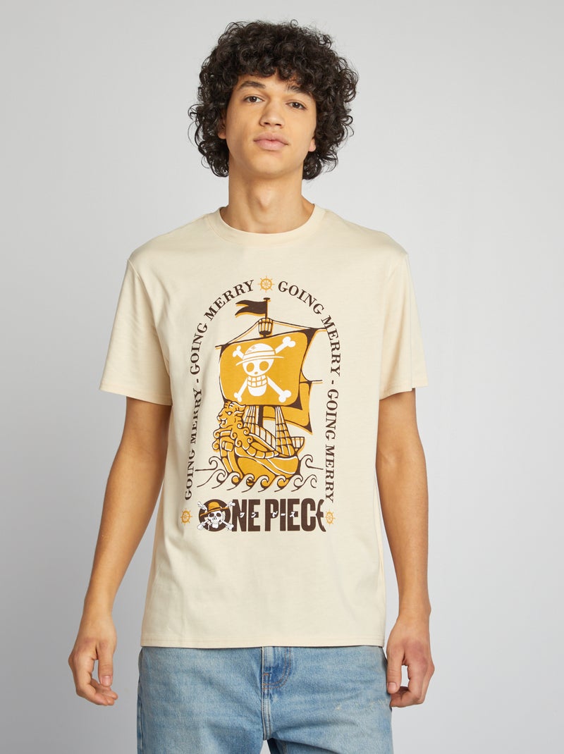 T-shirt 'One Piece' manches courtes beige - Kiabi