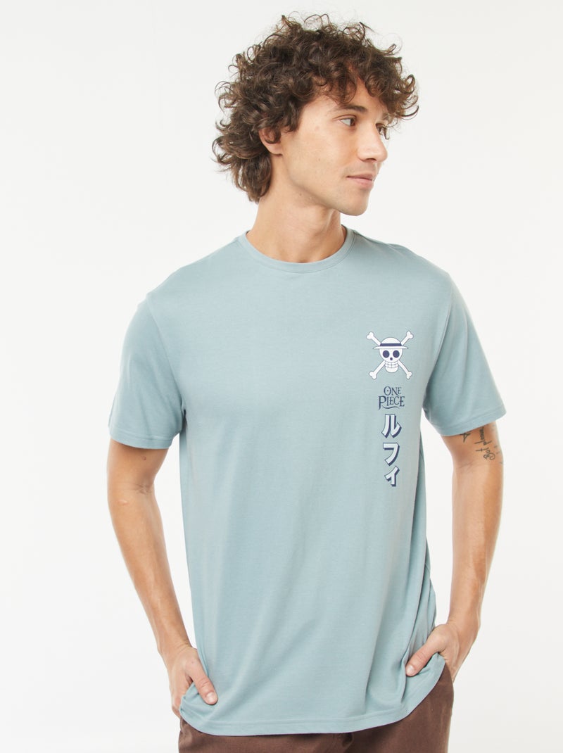 T-shirt 'One Piece' manches courtes bleu - Kiabi