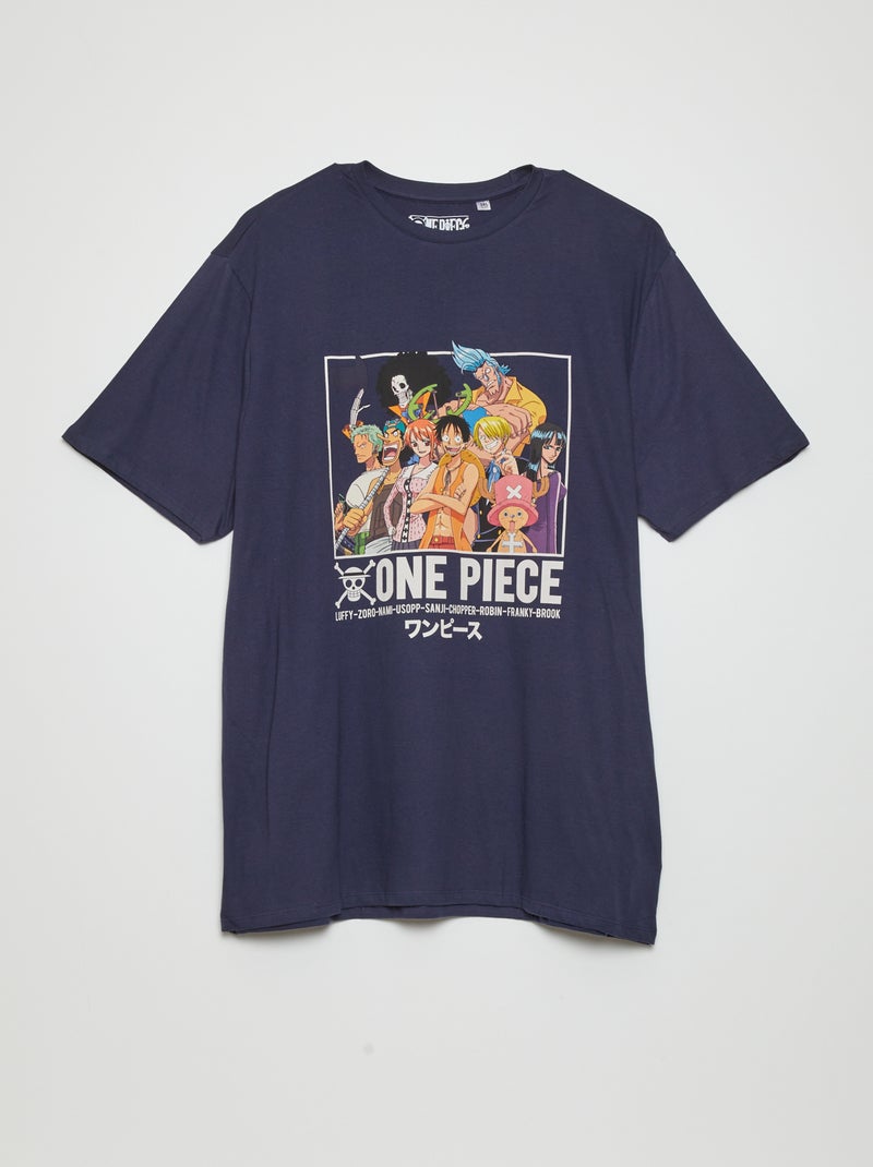 T-shirt 'One Piece' manches courtes bleu noir - Kiabi