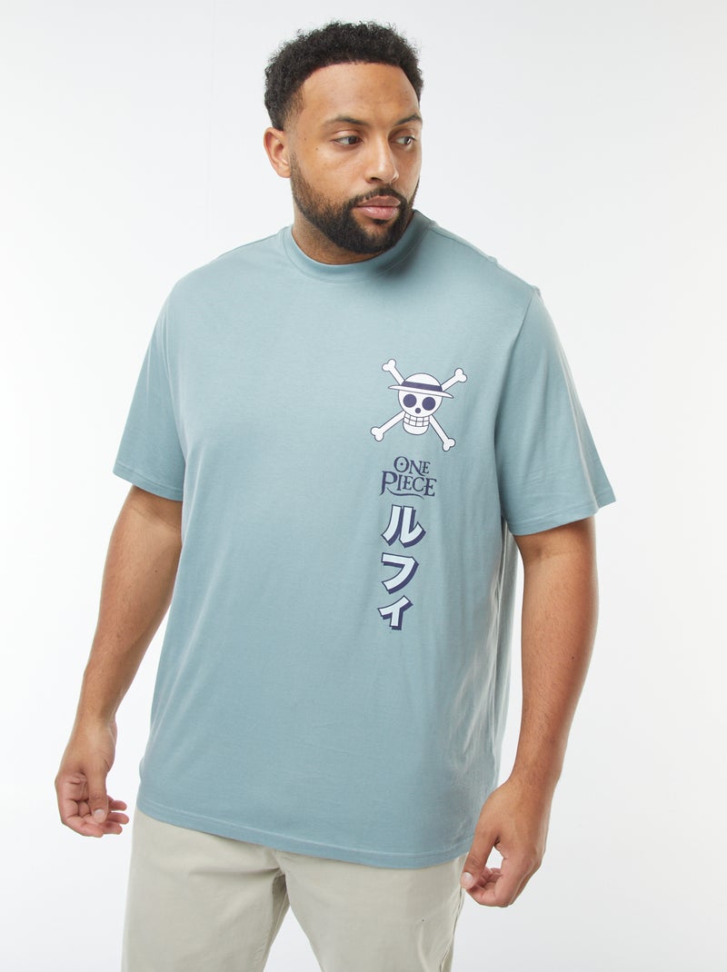 T-shirt 'One Piece' manches courtes imprimé recto-verso bleu - Kiabi