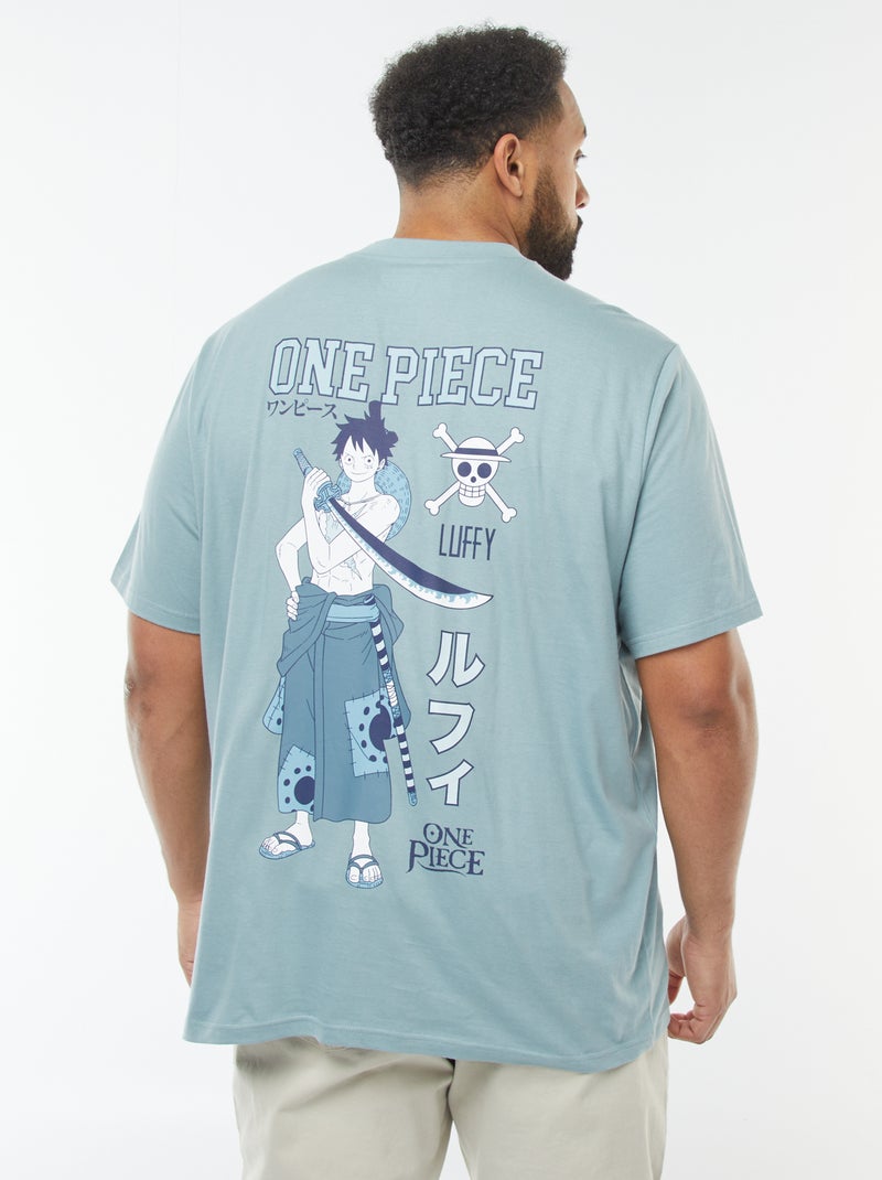 T-shirt 'One Piece' manches courtes imprimé recto-verso bleu - Kiabi