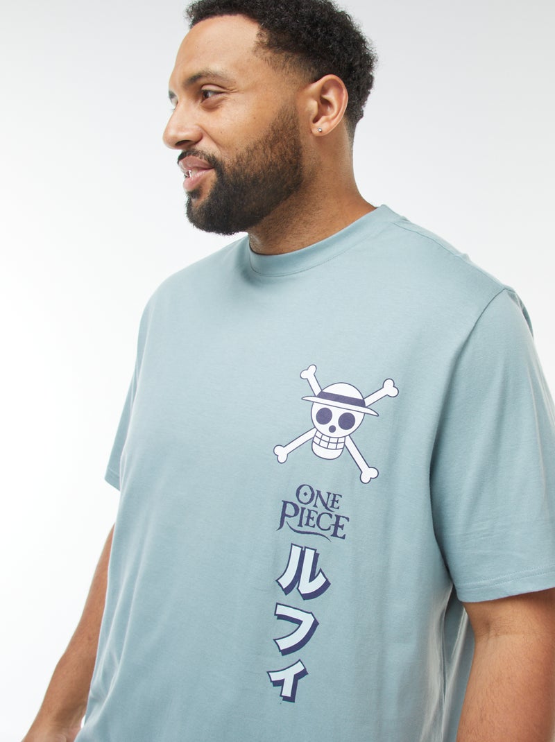 T-shirt 'One Piece' manches courtes imprimé recto-verso bleu - Kiabi