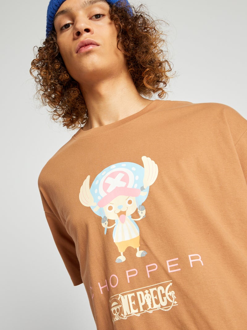 T-shirt 'One Piece' manches courtes marron - Kiabi