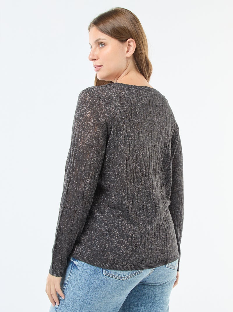 T-shirt 'ONLY CARMAKOMA' avec fils métallisés pailletés all over Gris - Kiabi