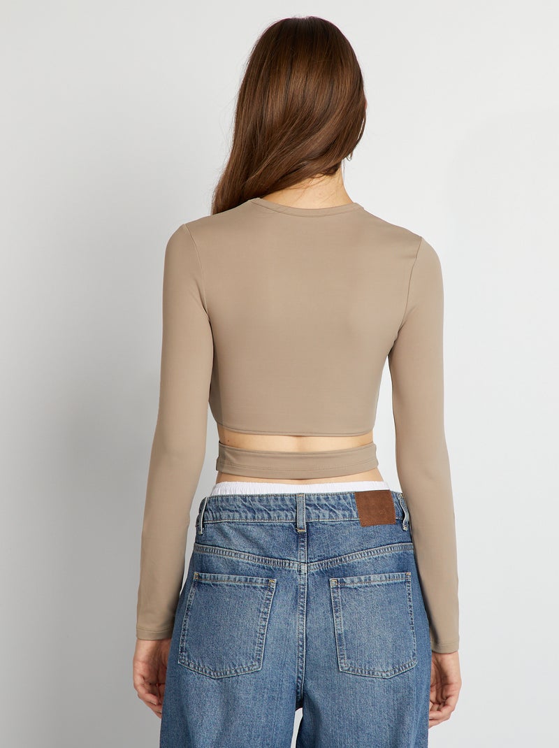 T-shirt ouvert au dos Beige - Kiabi