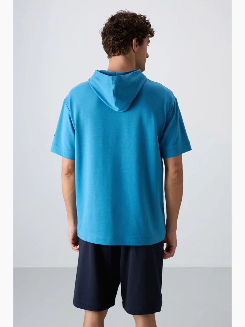 T-shirt oversize à capuche et manches courtes tommy Bleu - Kiabi