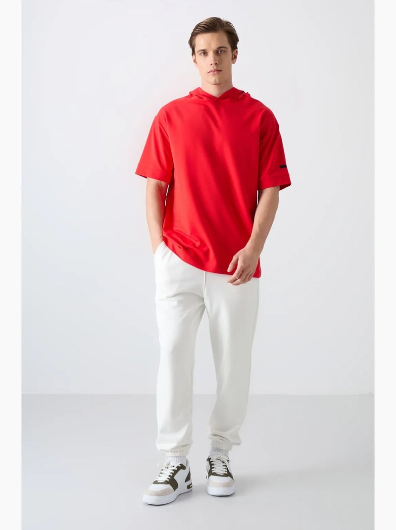 T-shirt oversize à capuche et manches courtes tommy Rouge - Kiabi