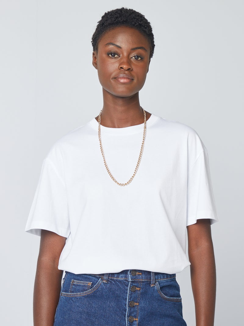T-shirt oversize à col rond Blanc - Kiabi