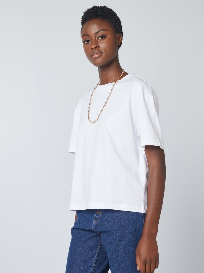 T-shirt oversize à col rond Blanc - Kiabi