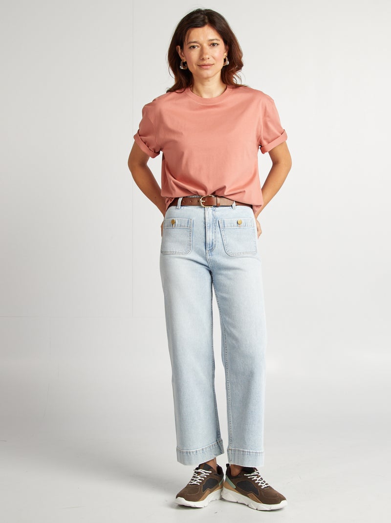 T-shirt oversize à col rond Bois de rose - Kiabi