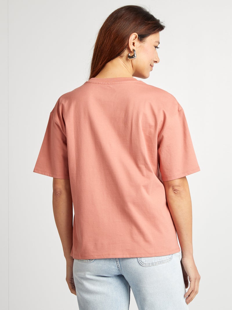 T-shirt oversize à col rond Bois de rose - Kiabi