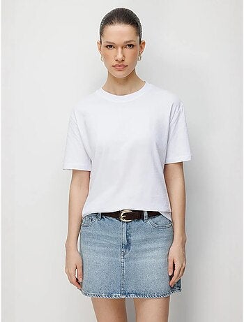 T-shirt oversize à col rond côtelé mixray