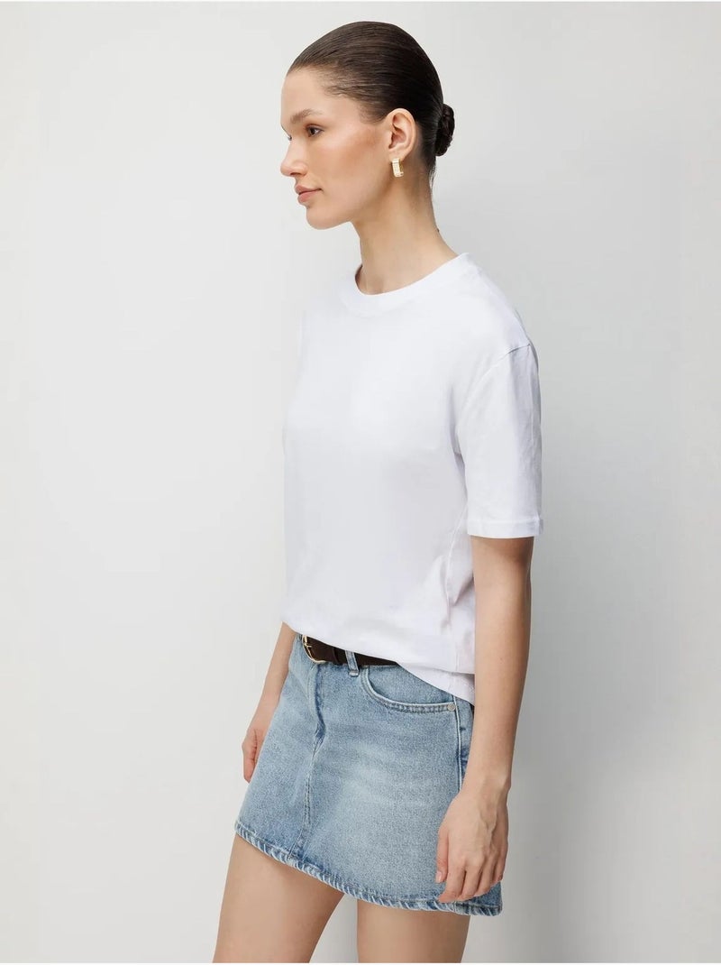 T-shirt oversize à col rond côtelé mixray Blanc - Kiabi