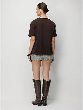 T-shirt oversize à col rond côtelé mixray