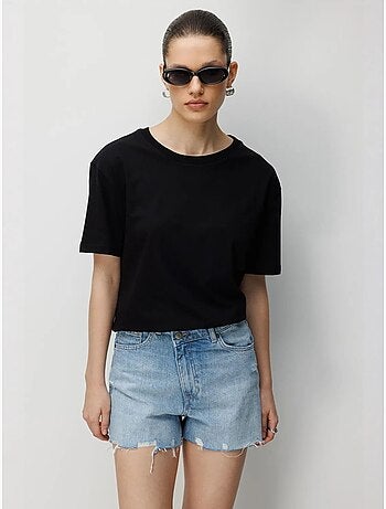 T-shirt oversize à col rond côtelé mixray