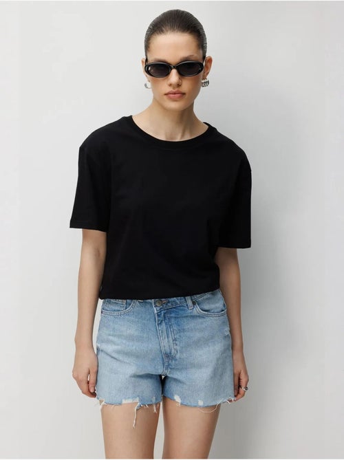 T-shirt oversize à col rond côtelé mixray - Kiabi T-shirt oversize à col rond côtelé mixray - Kiabi