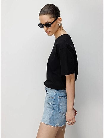 T-shirt oversize à col rond côtelé mixray