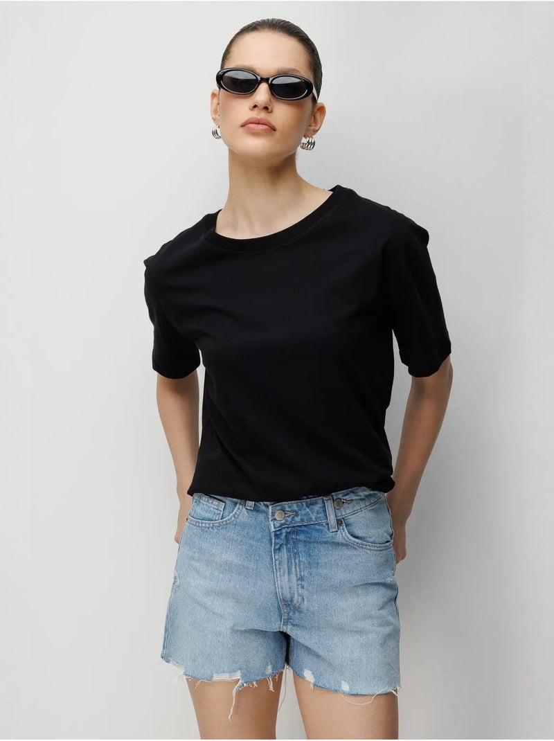 T-shirt oversize à col rond côtelé mixray Noir - Kiabi