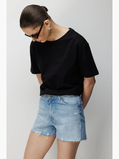 T-shirt oversize à col rond côtelé mixray - Kiabi