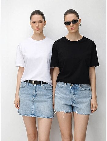 T-shirt oversize à col rond côtelé mixray