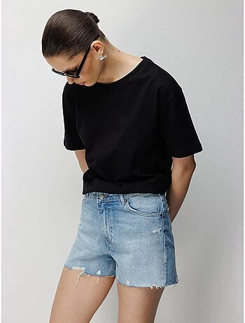T-shirt oversize à col rond côtelé mixray